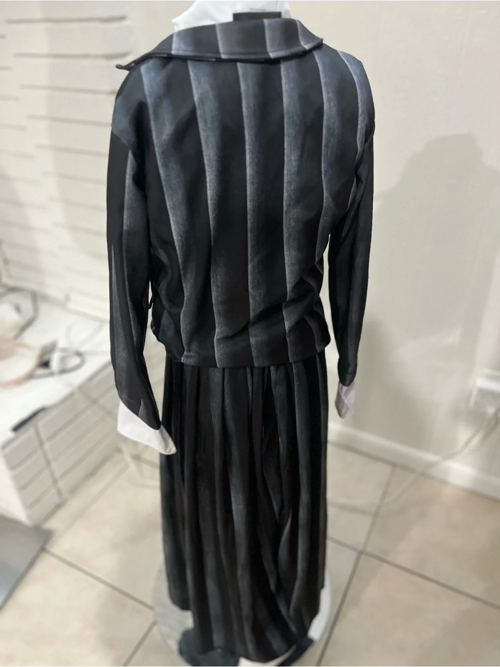 Unbranded Kids Black & Gray Striped School Costume Jacket and Skirt